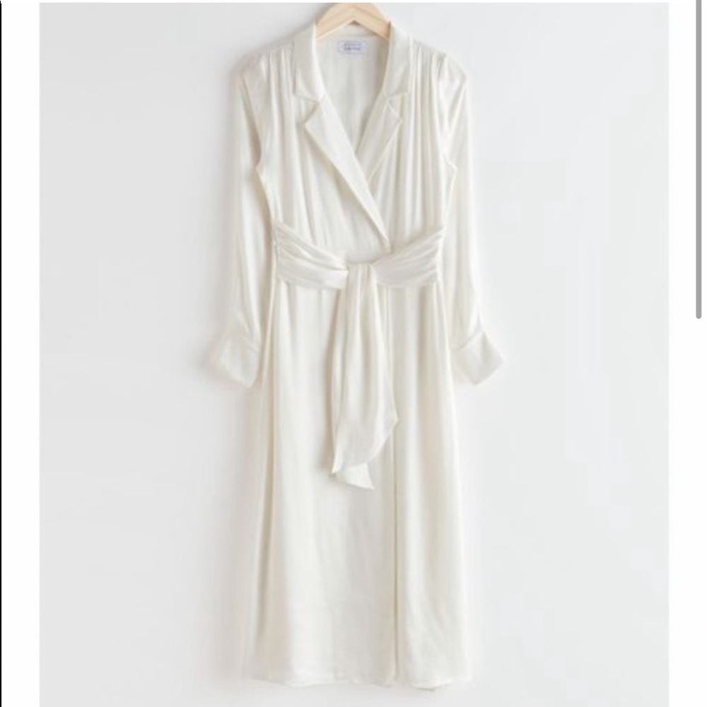 & Other Stories white long sleeve dress size 4